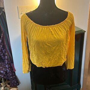 Chic Yellow Off-Shoulder Blouse